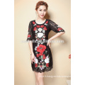 Vente en gros de vêtements New Fashion Elegant Dress 2016 robe ronde broderie de vêtements femme